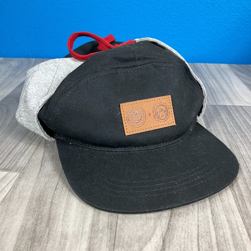 Obermeyer Black Flat‎ Bill Hat w/Ear Flaps x Crooked Stave Cotton Large XL